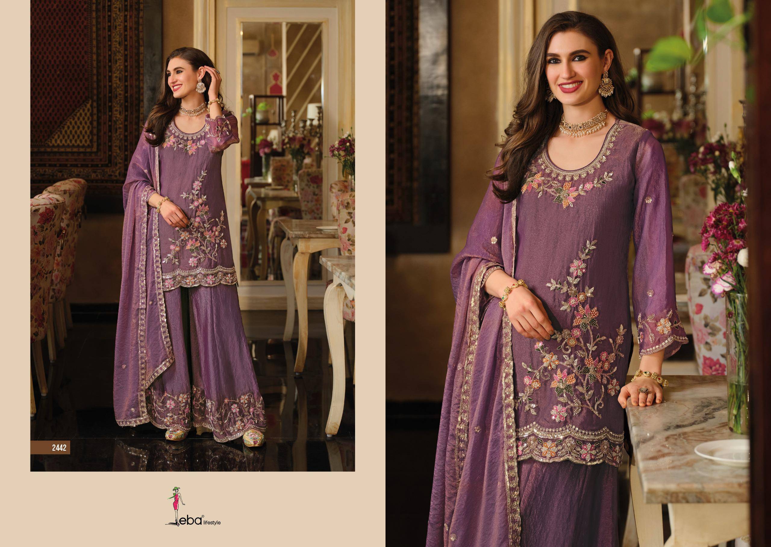 GULBANO By Eba Lifestyle 2441 To 2442 Series Ready To Wear Heavy Chinnon Dresses At Wholesale Price